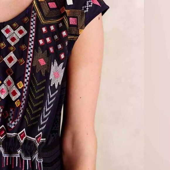 Anthropologie One September Navy Embroidered Tunic size Small - Picture 6 of 7